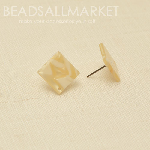 TBG143-3  [셀룰로우지] 사각 타공19mm 포스트(티탄침) [1쌍2개][아이보리] 귀걸이재료,귀걸이부자재