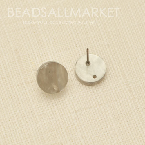 TBG140-1 [셀룰로우지] 원판타공11mm 포스트(티탄침) [1쌍2개][마블그레이] 귀걸이재료,귀걸이부자재