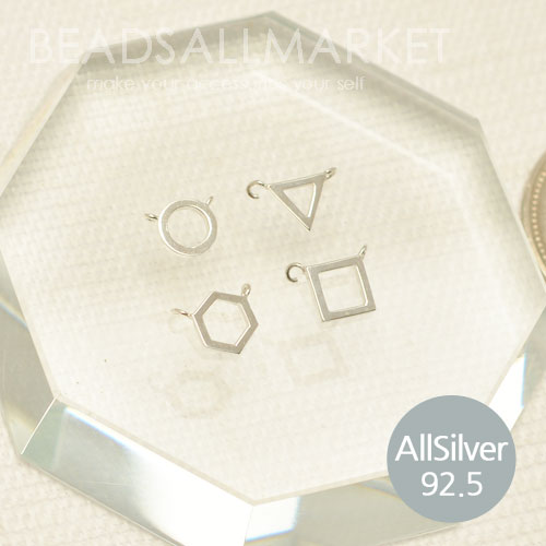 S208  [allsilver] 심플라인 도형 팬던트 [6x8] [1개][silver92.5%][삼각,사각,원,육각]