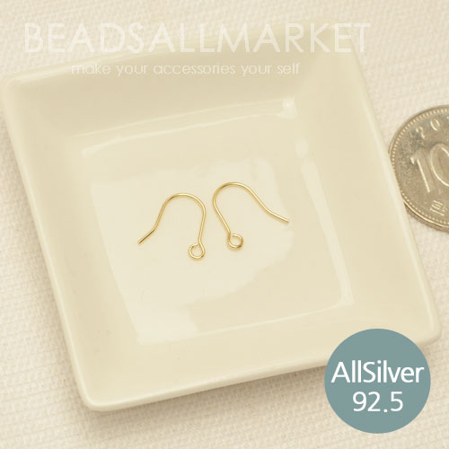 S258-1 [allsilver]실버 귀걸이 골드 훅 [12x11][1쌍2개]은92.5% 귀걸이