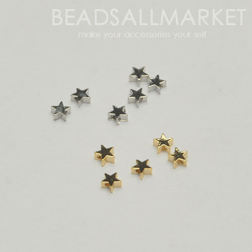 PNCK3010  관통 미니 별 론델 [약5mm][2color][1개]Mini Star Metal Bead