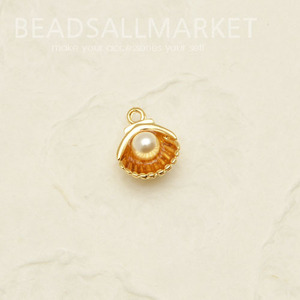 PNCK2543-1 미니 진주 조개 골드 팬던트 [9x9][1개] pearl shell pendant