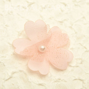 R1060-2 글리터 망사 진주쉬폰 꽃 48mm [핑크][1개] 코사지,반지,헤어