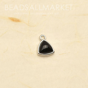 PNCK0247R-2A 미니 삼각 둥근 블랙 호마이카 OR 팬던트 [10x13][1개] black triangle pendant