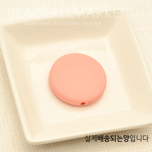 G456-7 고무코팅비즈 납작원 25mm [핑크] [1개] 원판,관통