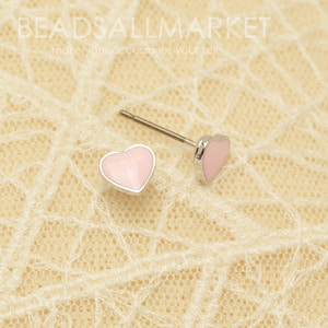PNCK2860-2(P)  핑크에폭 미니하트 OR티탄포스트 [1개] [6.5x6]티탄침,귀걸이,귀침,귀걸이부자재,귀걸이재료