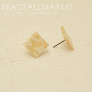 TBG143-3  [셀룰로우지] 사각 타공19mm 포스트(티탄침) [1쌍2개][아이보리] 귀걸이재료,귀걸이부자재