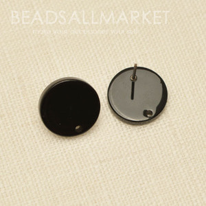 TBG142(16) [셀룰로우지]블랙 원판타공16mm 포스트(티탄침) [1쌍2개] 귀걸이재료,귀걸이부자재