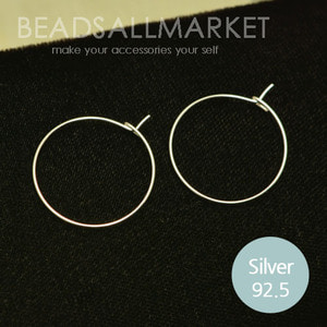 S203  올실버 원형 포스트 20mm [한쌍] silver92.5%,귀걸이,은귀걸이, 귀걸이 부자재 , 귀걸이재료