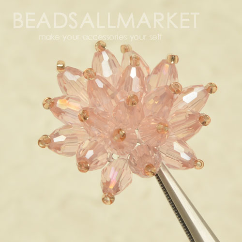 BG011-2 크리스탈 물방울꽃 30mm [핑크] [1개] 코사지,비즈꽃,큐빅꽃,파츠,반제