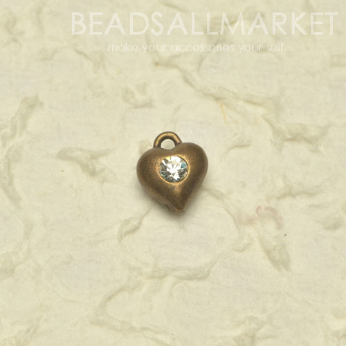 PNCK0820-4  스톤 포인트 통통하트 신주버니시 팬던트[12x12.5][1개]heart pendant,