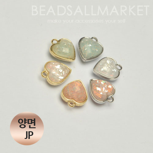 PNCK3082(JP)  양면하트호마이카(소) [자개펄] 팬던트[12x14][2type][3color][1개]Double-sided Acrylic [Mother-of-Pearl] Heart Pendant(Small)