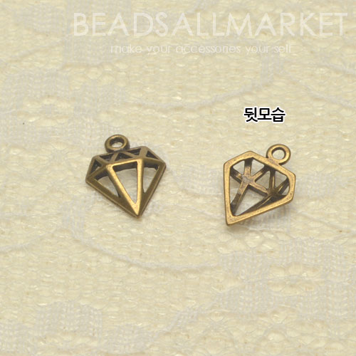 PNCK2286-4  투각다이아(소) 신주버니시 팬던트 [11x15][1개]3D Diamond Outline Bronze Varnish-plated Pendant